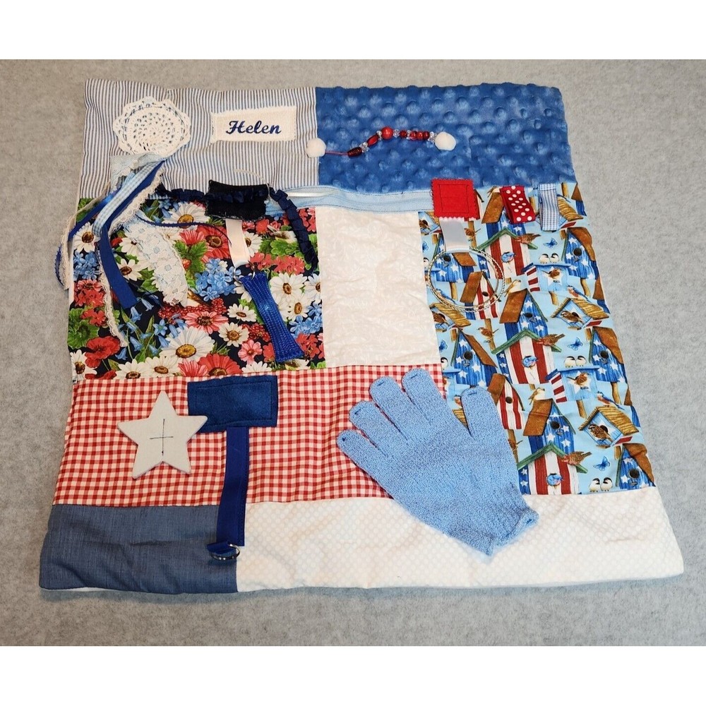 Childs Activity Blanket 21"x21" Unbranded The Name Helen on it.